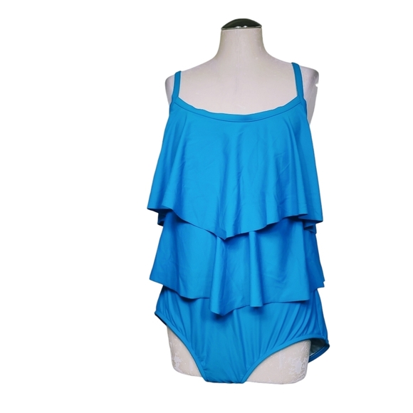 Maxine of Hollywood Other - Maxine Of Hollywood One Piece Blue Ruffle Swimsuit 18W
